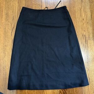 J.Crew Black Wool Silk Blend Mid Length Skirt Tie Back Size 0